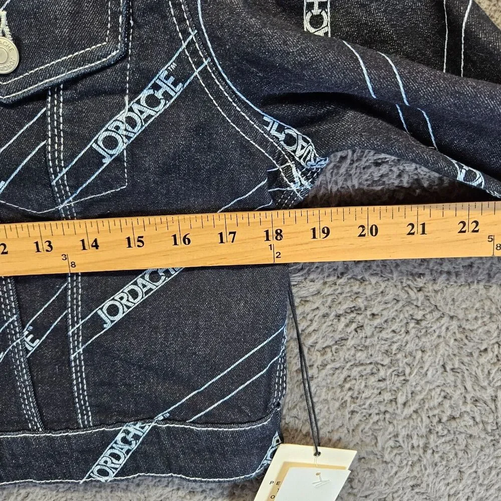 Jordache Denim Jacket Women Size Medium Blue Betty Crop‎ Jacket Dark Wash